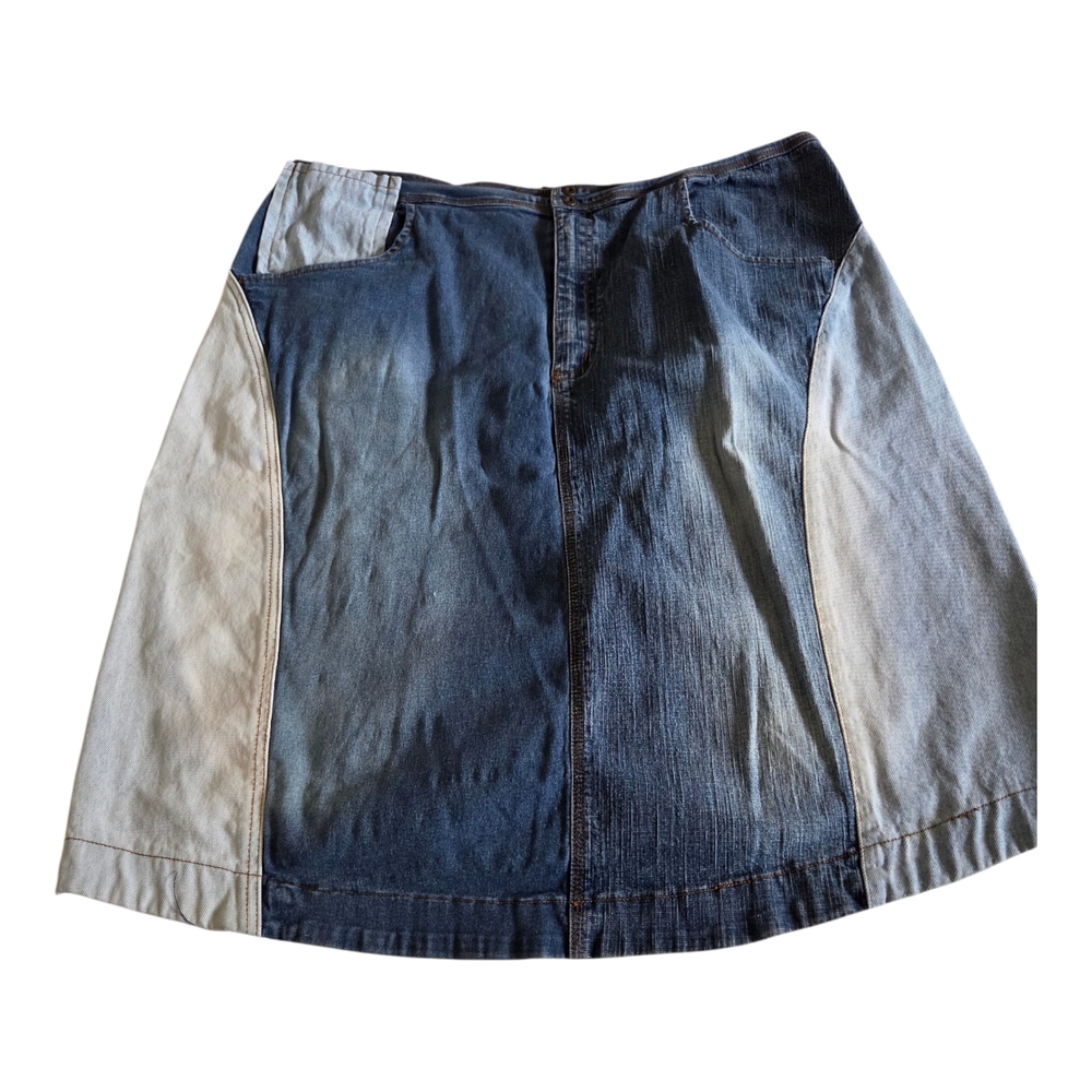 Ashley Stewart Blue and Cream A-Line Skirt